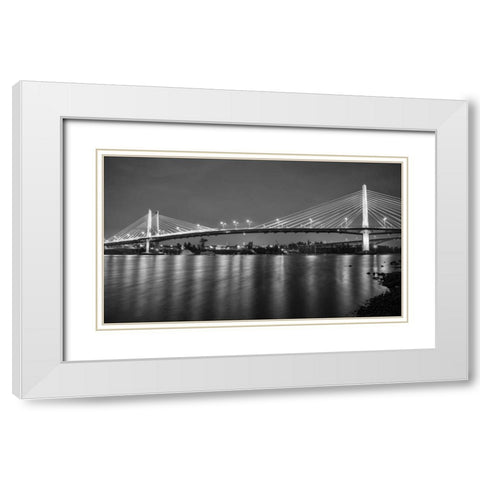 Tilikum Crossing BW White Modern Wood Framed Art Print with Double Matting by Hellmann, Stan