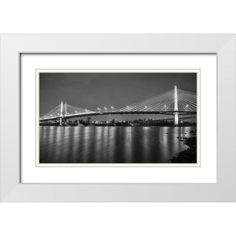 Tilikum Crossing BW White Modern Wood Framed Art Print with Double Matting by Hellmann, Stan
