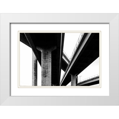 Freeways White Modern Wood Framed Art Print with Double Matting by Hellmann, Stan