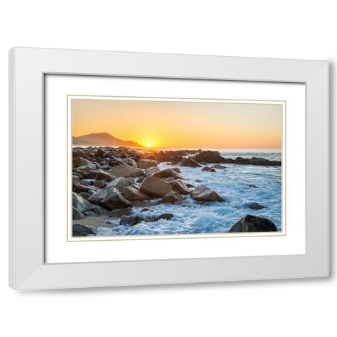 Baja Sunrise White Modern Wood Framed Art Print with Double Matting by Hellmann, Stan