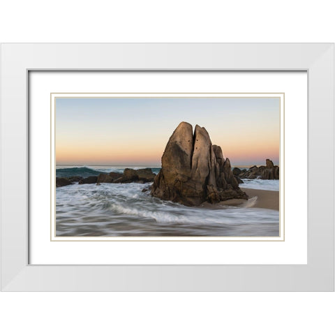 Crab Rock, Baja White Modern Wood Framed Art Print with Double Matting by Hellmann, Stan