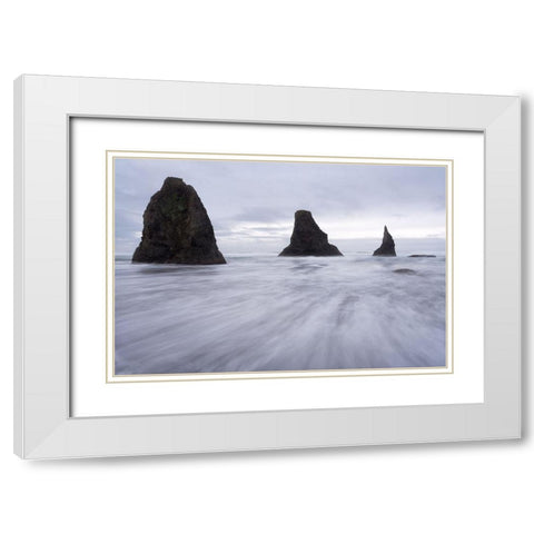 Bandon White Modern Wood Framed Art Print with Double Matting by Hellmann, Stan