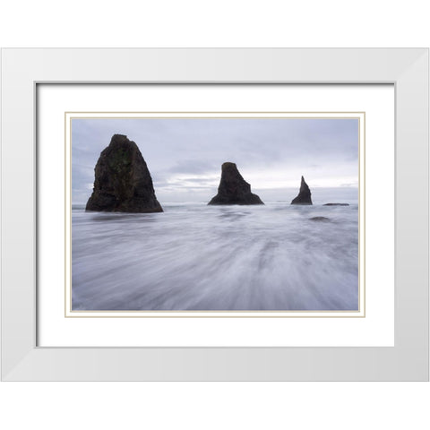 Bandon White Modern Wood Framed Art Print with Double Matting by Hellmann, Stan