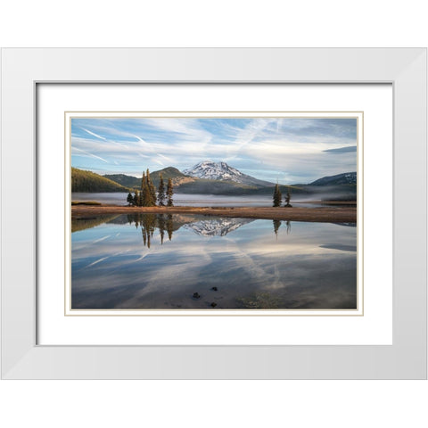 Sparks Lake I White Modern Wood Framed Art Print with Double Matting by Hellmann, Stan