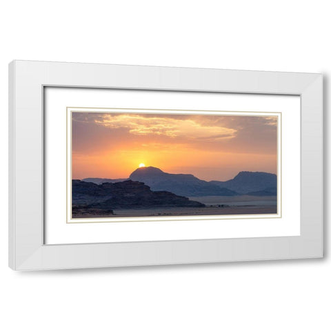 Wadi Rum Sunrise White Modern Wood Framed Art Print with Double Matting by Hellmann, Stan