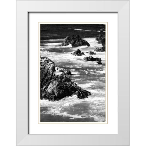 Garrapata Highlands 6 BW White Modern Wood Framed Art Print with Double Matting by Hausenflock, Alan