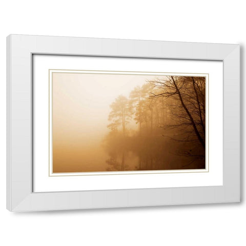 Fog on Shelly Lake I White Modern Wood Framed Art Print with Double Matting by Hausenflock, Alan