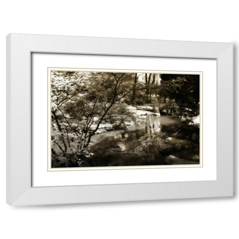 Garden Bridge II White Modern Wood Framed Art Print with Double Matting by Hausenflock, Alan