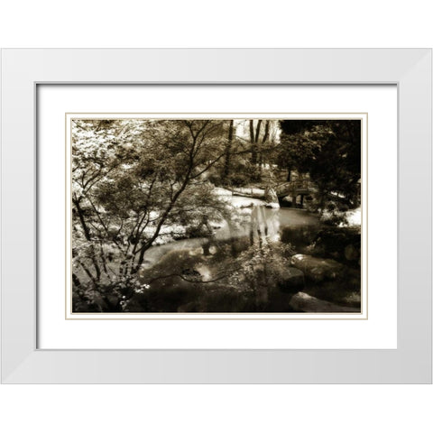 Garden Bridge II White Modern Wood Framed Art Print with Double Matting by Hausenflock, Alan