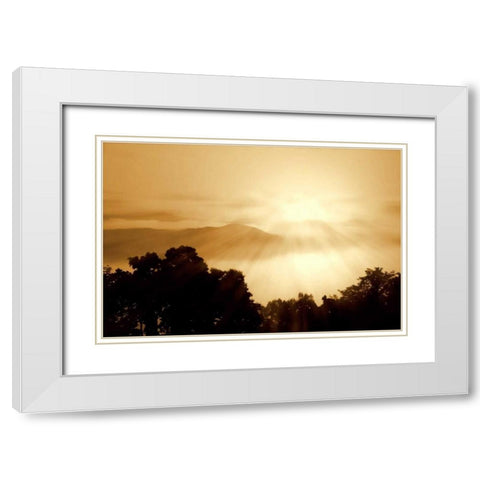 Distant Mountains I White Modern Wood Framed Art Print with Double Matting by Hausenflock, Alan