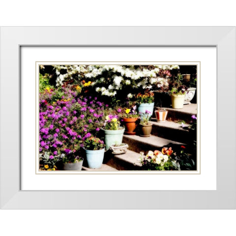 Sidewalk Spring II White Modern Wood Framed Art Print with Double Matting by Hausenflock, Alan