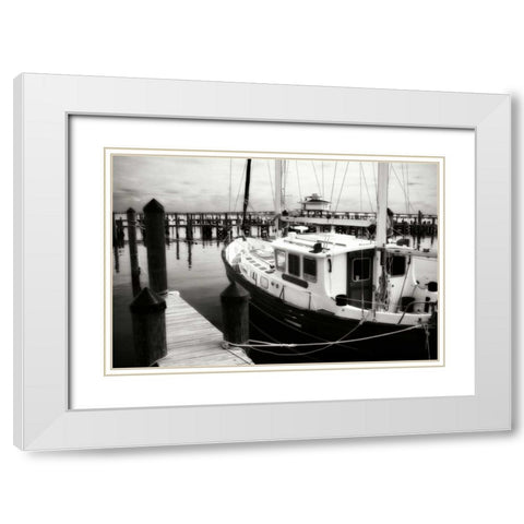 Cambridge Docks I White Modern Wood Framed Art Print with Double Matting by Hausenflock, Alan