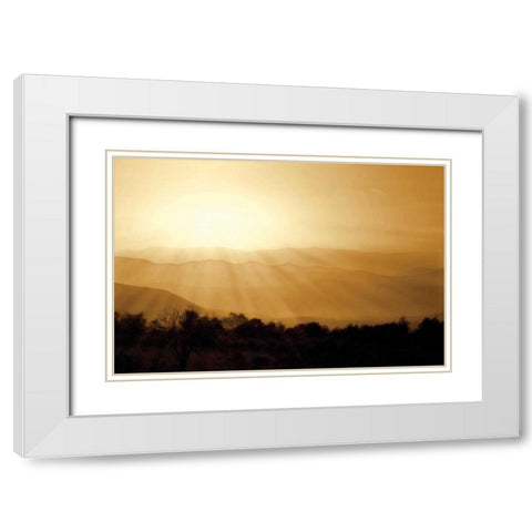 Distant Mountains II White Modern Wood Framed Art Print with Double Matting by Hausenflock, Alan