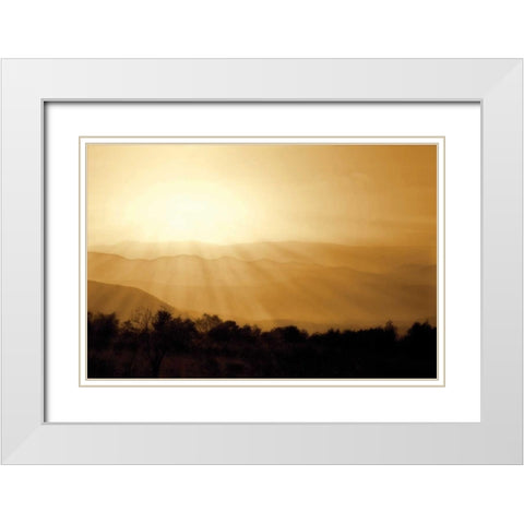 Distant Mountains II White Modern Wood Framed Art Print with Double Matting by Hausenflock, Alan