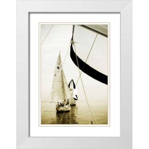 River Sailors II White Modern Wood Framed Art Print with Double Matting by Hausenflock, Alan