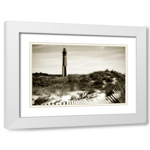 Cape Henry Light III White Modern Wood Framed Art Print with Double Matting by Hausenflock, Alan
