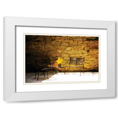 Peaceful Patio I White Modern Wood Framed Art Print with Double Matting by Hausenflock, Alan