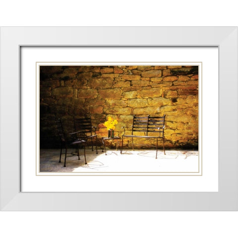 Peaceful Patio I White Modern Wood Framed Art Print with Double Matting by Hausenflock, Alan