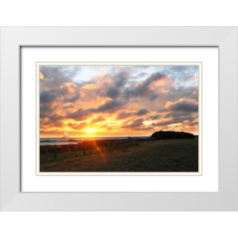 East Bay Sunrise III White Modern Wood Framed Art Print with Double Matting by Hausenflock, Alan