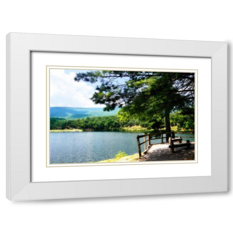 Douthat Lake II White Modern Wood Framed Art Print with Double Matting by Hausenflock, Alan