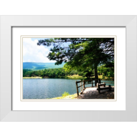 Douthat Lake II White Modern Wood Framed Art Print with Double Matting by Hausenflock, Alan