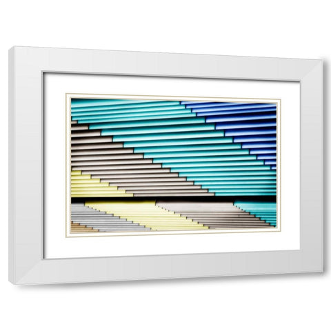 Louvers I White Modern Wood Framed Art Print with Double Matting by Hausenflock, Alan