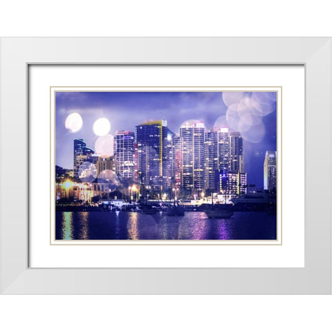 City Lights II White Modern Wood Framed Art Print with Double Matting by Hausenflock, Alan