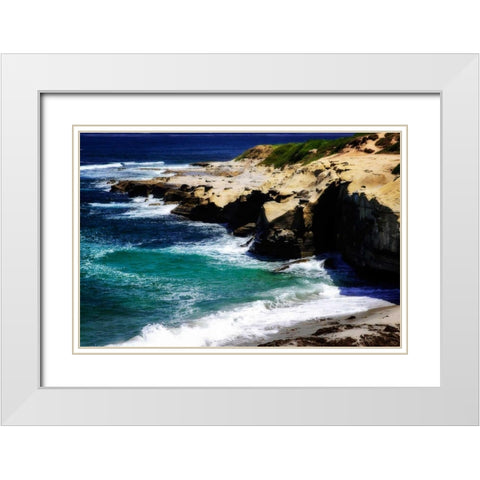 La Jolla Beach IV White Modern Wood Framed Art Print with Double Matting by Hausenflock, Alan