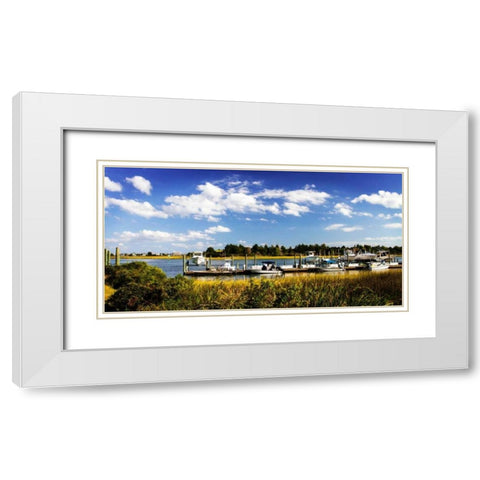 Waterway Dock II White Modern Wood Framed Art Print with Double Matting by Hausenflock, Alan