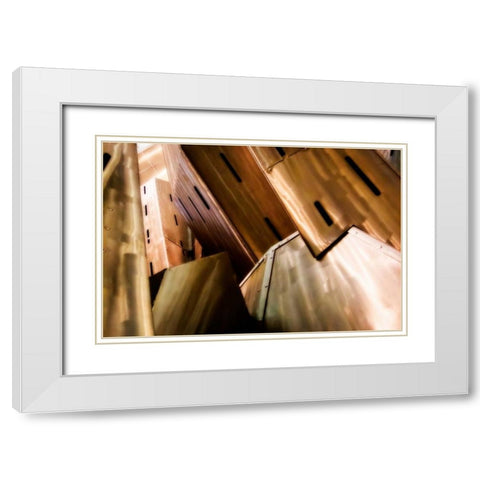 Burnished Modern IV White Modern Wood Framed Art Print with Double Matting by Hausenflock, Alan