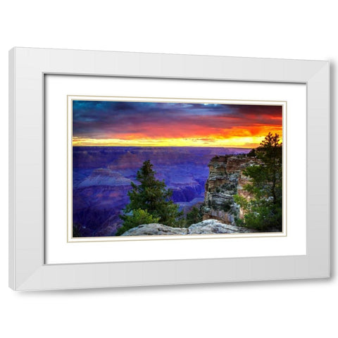 Fiery Sky II White Modern Wood Framed Art Print with Double Matting by Hausenflock, Alan