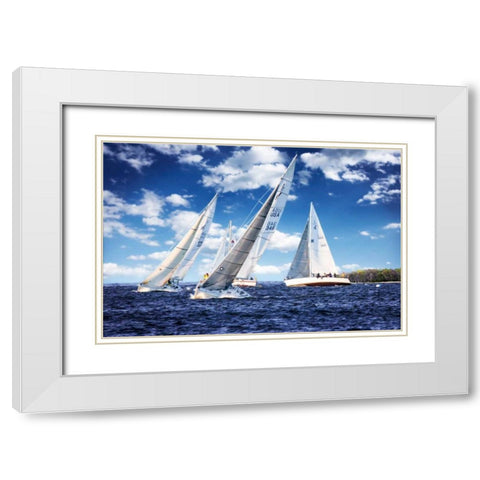 Day Sailing II White Modern Wood Framed Art Print with Double Matting by Hausenflock, Alan