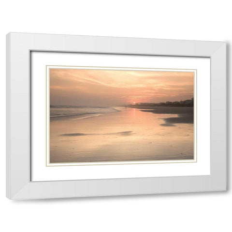 Beach Sunset I White Modern Wood Framed Art Print with Double Matting by Hausenflock, Alan