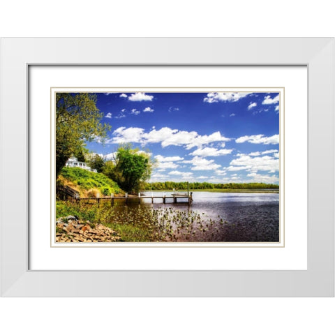 Mattaponi River House White Modern Wood Framed Art Print with Double Matting by Hausenflock, Alan
