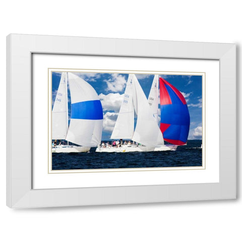 Race at Annapolis II White Modern Wood Framed Art Print with Double Matting by Hausenflock, Alan