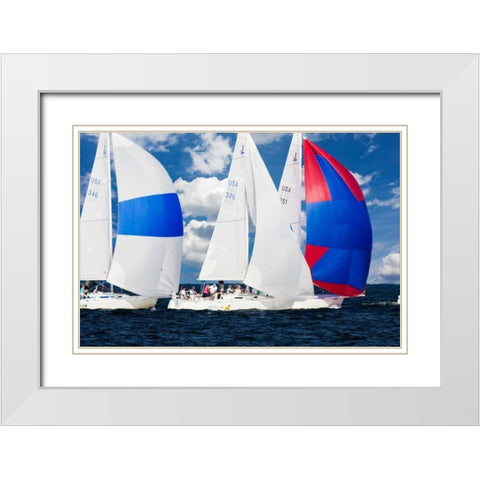 Race at Annapolis II White Modern Wood Framed Art Print with Double Matting by Hausenflock, Alan