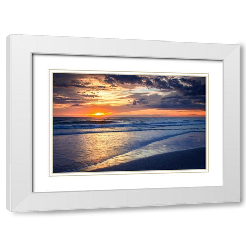 Sunrise Above The Sea II White Modern Wood Framed Art Print with Double Matting by Hausenflock, Alan