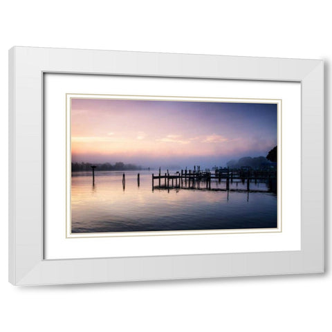 Neale Sound Sunrise III White Modern Wood Framed Art Print with Double Matting by Hausenflock, Alan
