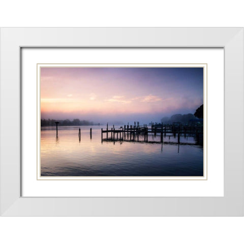 Neale Sound Sunrise III White Modern Wood Framed Art Print with Double Matting by Hausenflock, Alan