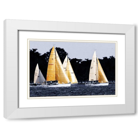 Race at Annapolis V White Modern Wood Framed Art Print with Double Matting by Hausenflock, Alan