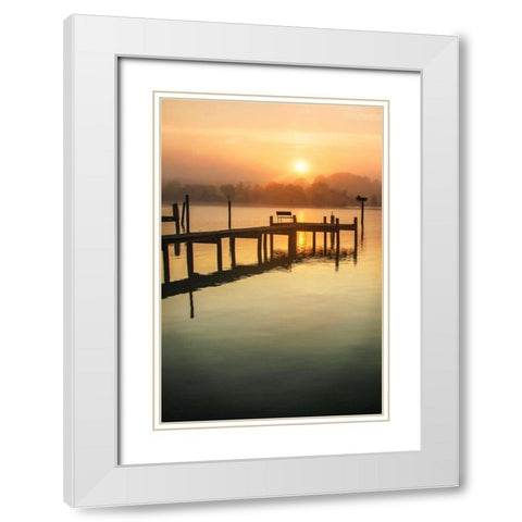 Cobb Island Surise I White Modern Wood Framed Art Print with Double Matting by Hausenflock, Alan