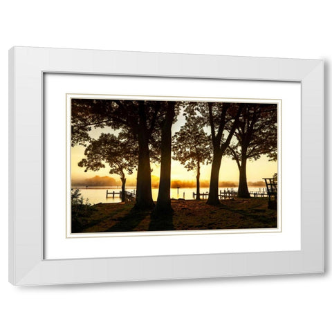 Cobb Island Sunrise III White Modern Wood Framed Art Print with Double Matting by Hausenflock, Alan