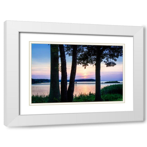 Cobb Island Sunset II White Modern Wood Framed Art Print with Double Matting by Hausenflock, Alan