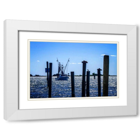 Bringing The Catch In I White Modern Wood Framed Art Print with Double Matting by Hausenflock, Alan