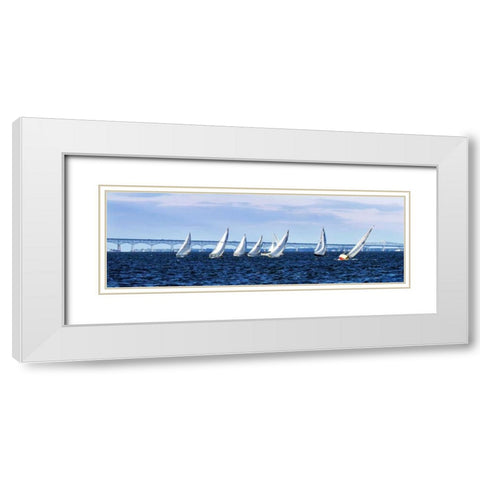 Close Hauled Flotilla I White Modern Wood Framed Art Print with Double Matting by Hausenflock, Alan