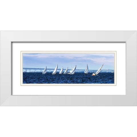 Close Hauled Flotilla I White Modern Wood Framed Art Print with Double Matting by Hausenflock, Alan