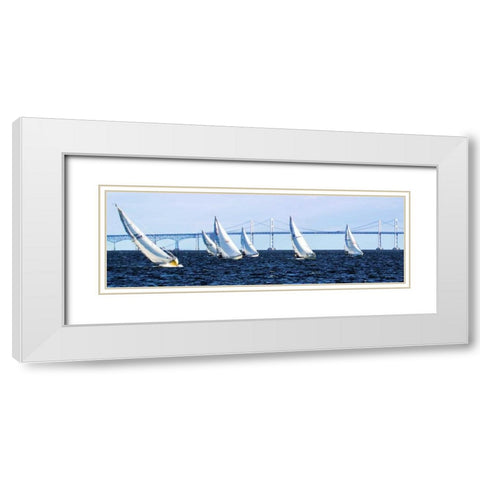 Close Hauled Flotilla II White Modern Wood Framed Art Print with Double Matting by Hausenflock, Alan