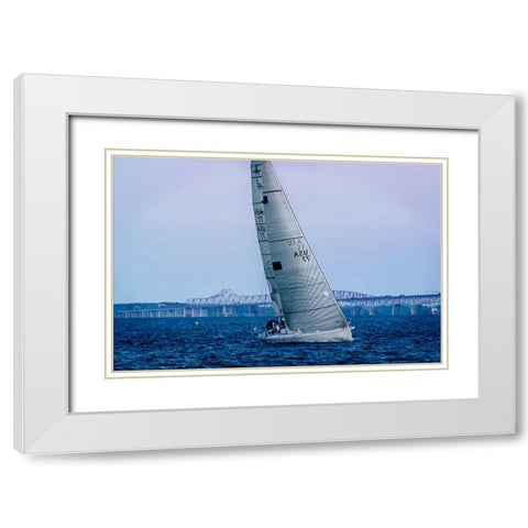 Sailing at Dusk I White Modern Wood Framed Art Print with Double Matting by Hausenflock, Alan