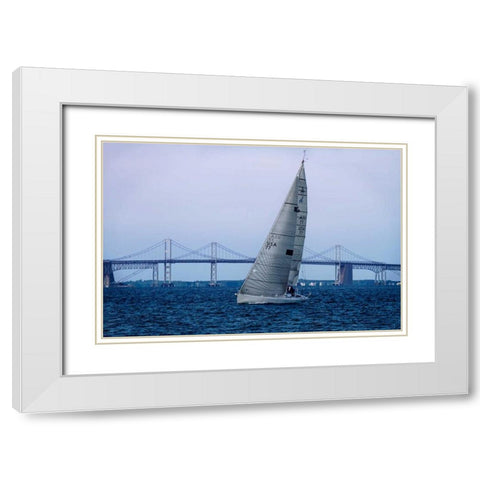 Sailing At Dusk II White Modern Wood Framed Art Print with Double Matting by Hausenflock, Alan