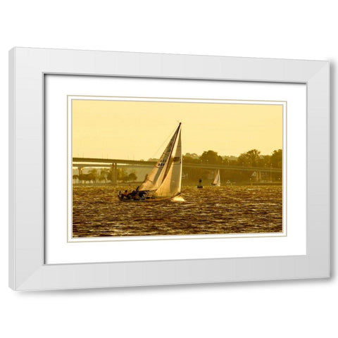 Severn River Sailing I White Modern Wood Framed Art Print with Double Matting by Hausenflock, Alan